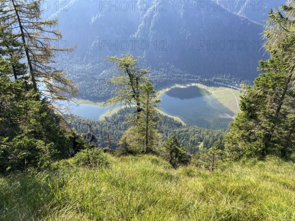 Deep view of the Mittersee and Lödensee lakes near Ruhpolding, Eastern Chiemgau Alps nature