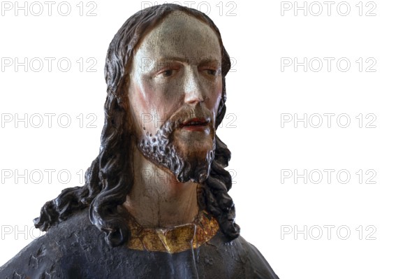 Palmesel wooden figure around 1880, Christ detail, on white background, Dominican convent