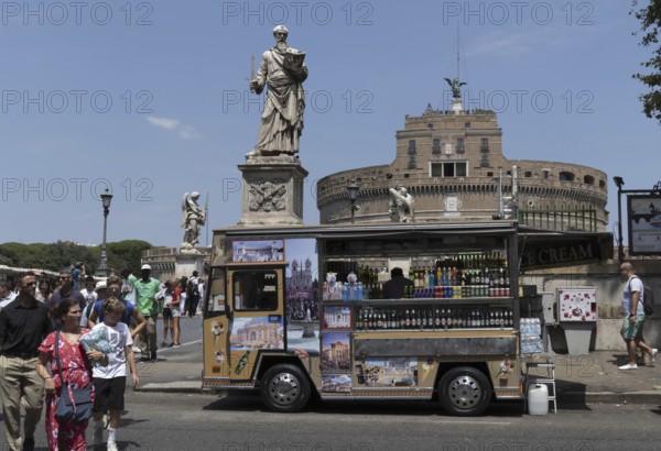 Angel's Bridge and Castel Sant'Angelo, or Mausoleo di Adriano, in Rome, Italy, Europe