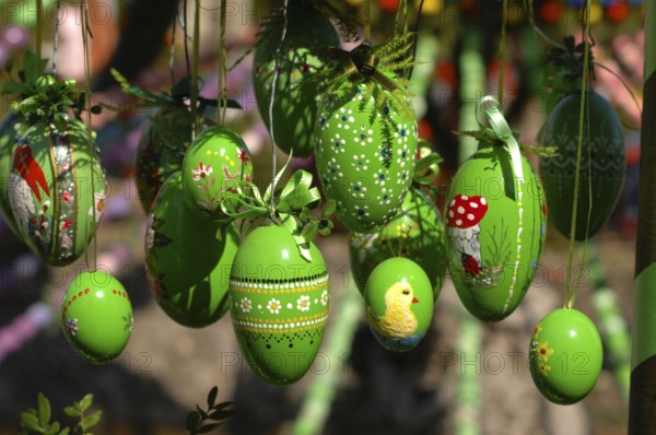 Easter custom, Easter fountain in Franconian Switzerland, detail, here in Bieberbach, district of