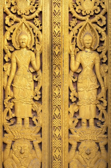Ornate door at Wat Sensoukharam, Luang Prabang, Laos, Asia