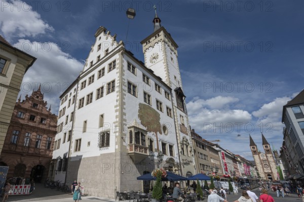 Town Hall with Grafeneckart the oldest part of the Würzburg Town Hall, Würzburg, Lower Franconia,