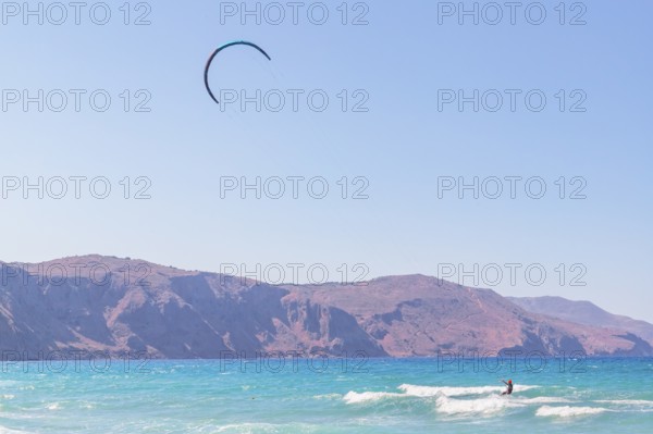 Kitesurfing, Episkopi beach, Rethymno, Crete, Greek Islands, Greece, Europe