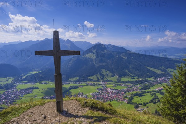 Panorama from Hirschberg, 1456m, into Ostrachtal with Bad Oberdorf, Bad Hindelang and Imberger