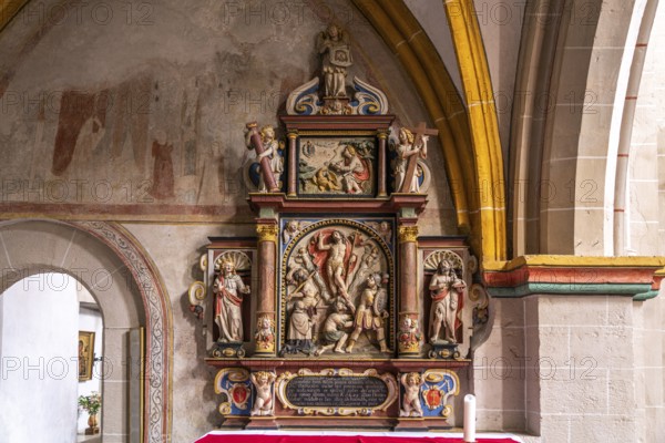 St John's altar in the interior of the collegiate church of St Castor in Karden, Treis-Karden,