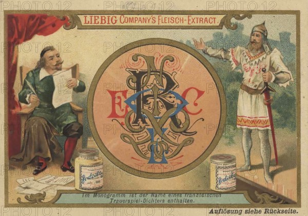 Picture series Riddles, The monogram contains the name of a French tragedy poet (Corneille), Liebig