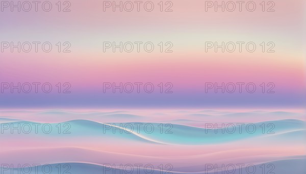 Abstract horizon line with layers of soft, pastel colors rising and falling, creating a soothing