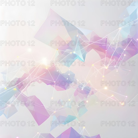 Abstract polygons shifting and rotating seamlessly, connected by glowing lines representing AI