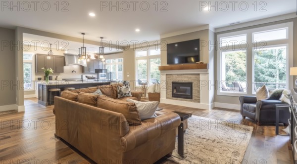 Modern Luxury spacious living room in a private house., AI generated
