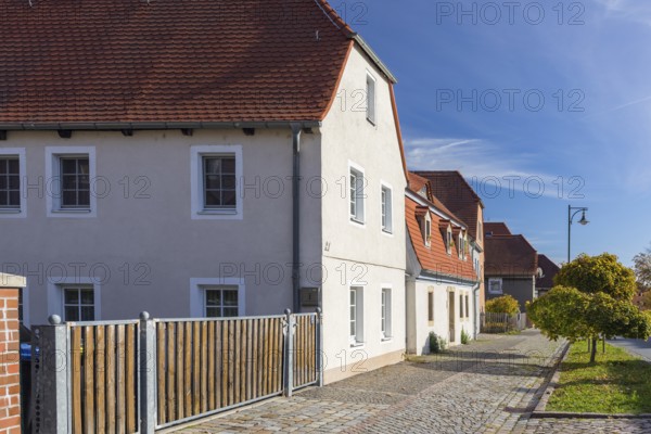 Historic development in Altriesa with farmhouses, Riesa, Saxony, Germany, Europe
