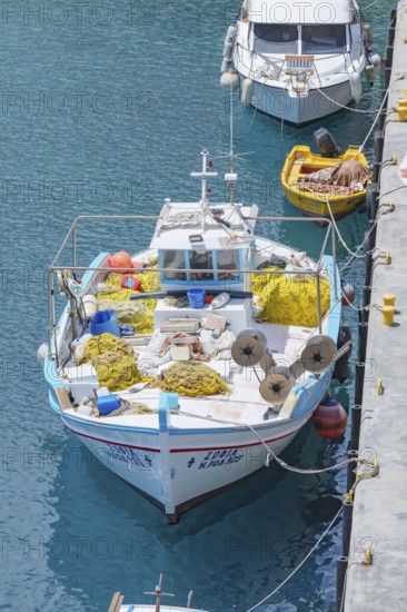 Fishing boats, Livadia, Tilos Island, Dodecanese Islands, Greece, Europe