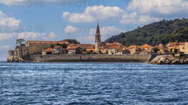 View of the old town centre of Budva, Montenegro, Budva, Montenegro, Europe