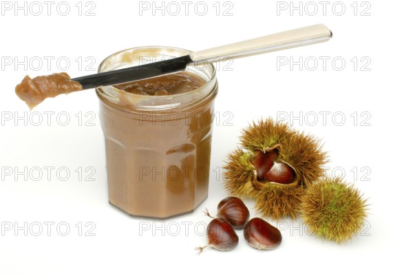 Chestnut jam in jar and chestnut jam, chestnut, chestnut, chestnut, chestnut, chestnut, chestnut,