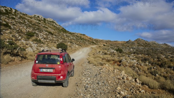 Red Panda 4x4, track, off-road track, off-road, Machia, rocks, blue sky with white clouds, Rodopou