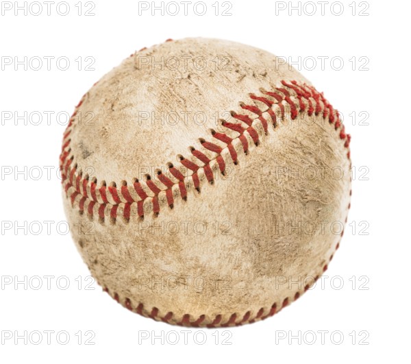 Single slightly worn baseball isolated on white background