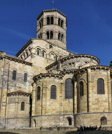 Issoire. Roman church Saint Austremoine. Puy de Dome department. Auvergne Rhone Alpes, France,