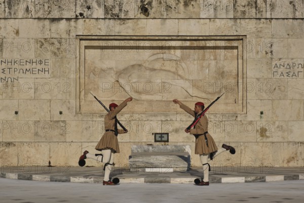 ATHENS, GREECE, MAY 20, 2010: Changing of the presidential guard Evzones in front of the Monument