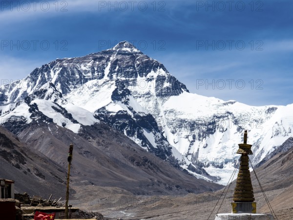 Mt Everest, view from Rongbuk monastery to summit, Tibet, China, Asia