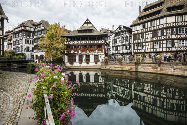 Half-timbered houses, La Petite France, River Ill, Strasbourg, Alsace, France, Europe