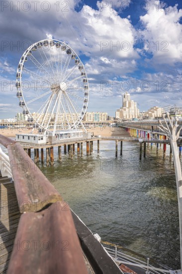 Pier with Ferris wheel on the beach, The Hague, Netherlands