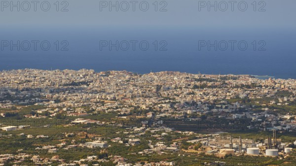 Blue cloudless sky, view of the whole city from above, Chania, West Crete, island of Crete, Greece,