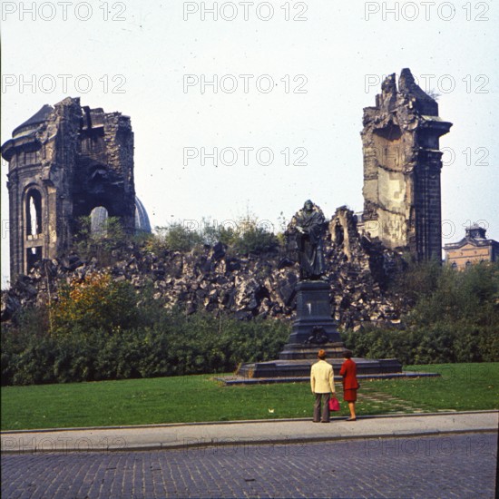 Rubble of the Dresden Frauenkirche by George Bähr, burnt out after the bombing raid of 13 February