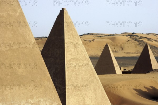 Pyramids of Meroe, Begarawiyah in the Nubian desert of Sudan, North Africa