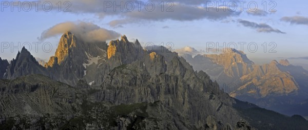 The mountain range Cadini di Misurina in the Dolomites, Italy, Europe