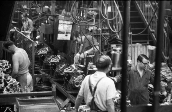 Production of engines, axles and other car manufacturing parts at the Opel plant in Bochum,