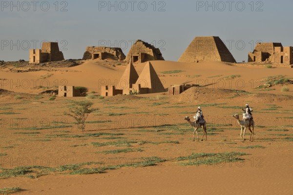 Pyramids of the northern cemetery of Meroe, Black Pharaohs, Nubia, Nahr an-Nil, Sudan, Africa