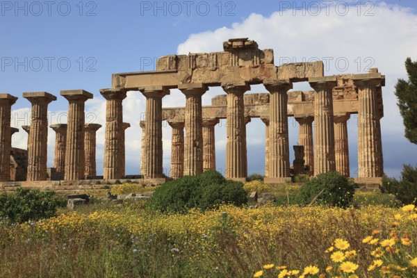 Selinunte, Temple E in the archaeological site of Selinunte, Trapani Province, Sicily, Italy,