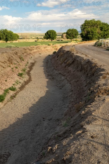 San Acacia, New Mexico, A dry irrigation canal near the Rio Grande. Much of the state is