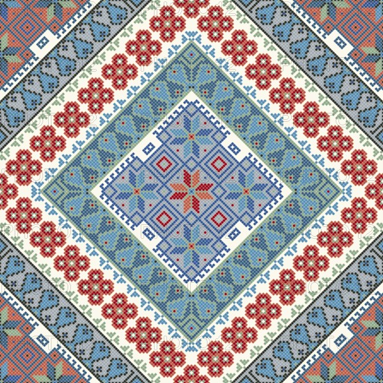 Traditional Georgian folk art embroidery vector pattern