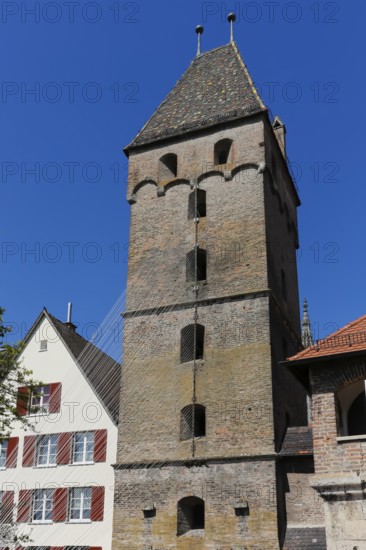 Metzgerturm with an installation by Johannes Pfeiffer, temporary art in public space, contemporary