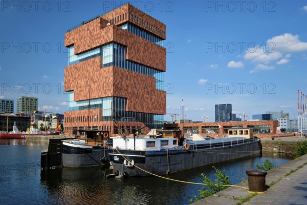 ANTWERP, BELGIUM, MAY 26, 2018: MAS (Museum aan de Stroom) (Museum by the River) on river Scheldt.