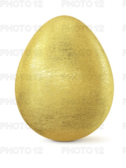 Golden Easter egg isolated on white background