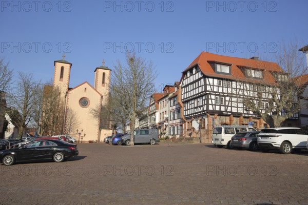 Obermarkt with Romanesque St. Peter's Church, St. Peter's Church and half-timbered house,
