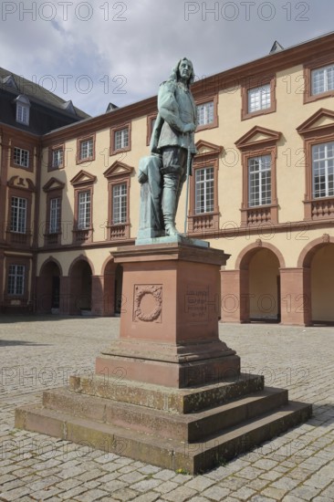 Statue of Palatine Elector Carl Ludwig 1617-1680, Monument, Court of Honour, Castle, Mannheim,