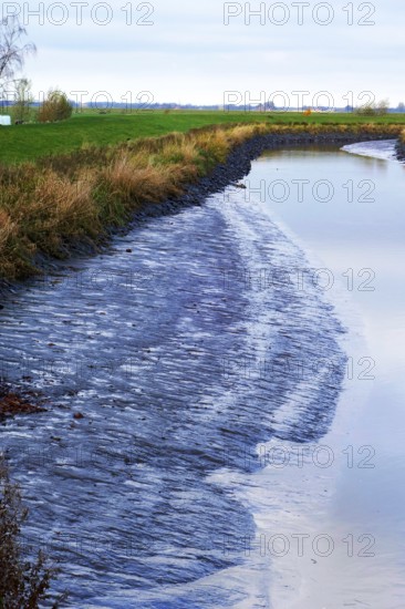 River Leda, low water, silt input, tides, East Frisia, Germany, Europe