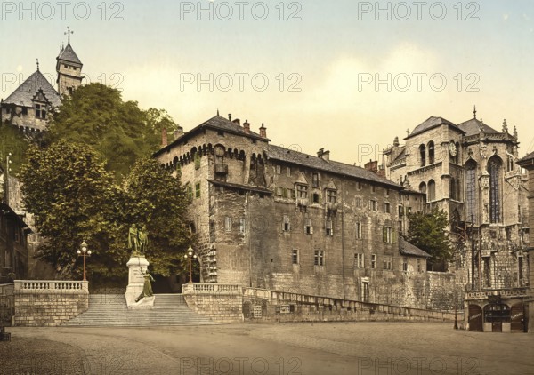 The Maistre Castle and Monument, Chambery, France, c. 1890, Historic, digitally enhanced
