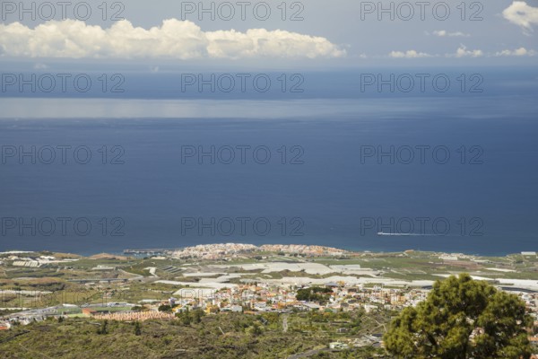 Panorama from Mirador de Chirche over Guia de Isora and Playa de San Juan to the west coast,