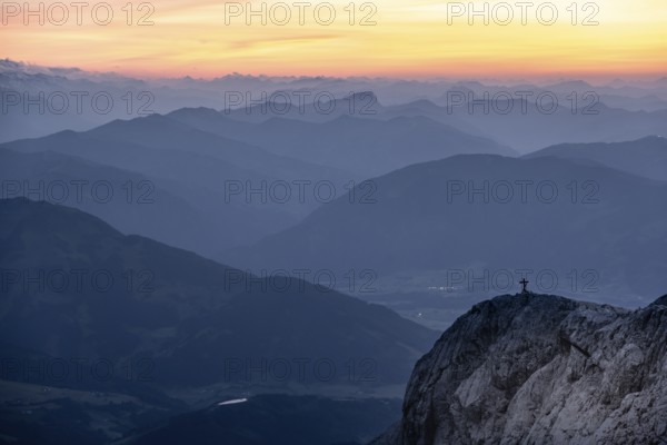Evening mood, Dramatic mountain landscape, View from Hochkönig, Salzburger Land, Austria, Europe