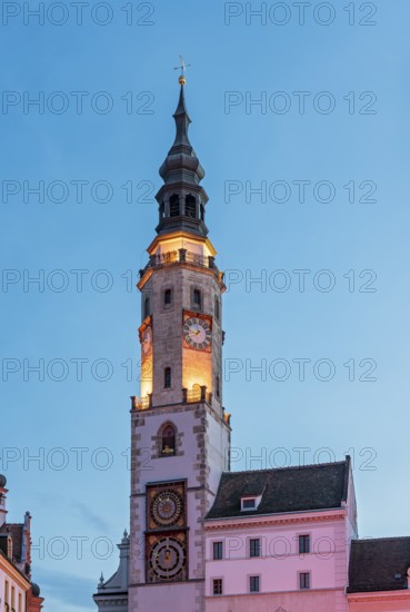 Old Town Hall Clock Tower, Altes Rathaus, Lower Market Square, Untermarkt, Görlitz, Goerlitz,