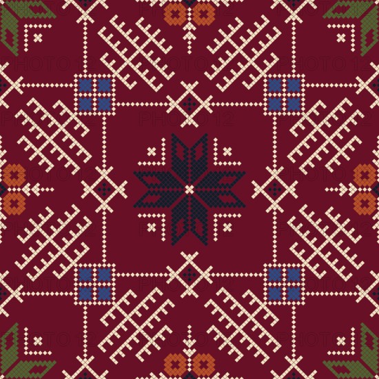 Traditional Latvian embroidery seamless pattern, vector illustration