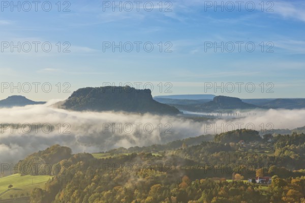 Lilienstein in the morning mist