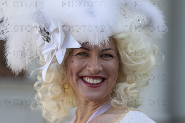 Costume wearer at the Venetian Fair, in the castle courtyard, Ludwigsburg, Baden-Württemberg,