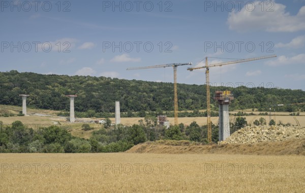 Bridge construction, new construction of B87 bypass Bad Kösen, Saxony-Anhalt, Germany, Europe