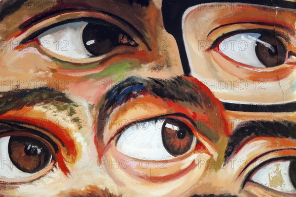 Wall painting, street art, graffiti, eyes, Beco do Maldonado, Alfama neighbourhood, Lisbon,