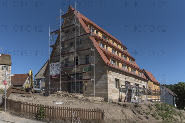 Construction of flats in a former, historic cowshed, Simonshofen, Middle Franconia, Bavaria,