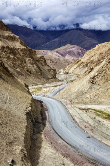 Srinagar Leh national highway NH-1 road in Himalayas. Ladakh, India, Asia